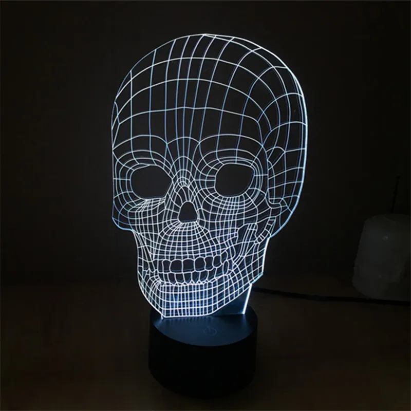 

Unconventional Skull head 3D USB LED Touch Switch Visual Night light Home Decor Creative Atmosphere Bedroom Desk lamp as Gift