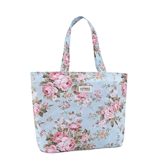 LVTREE новые женские сумки-мессенджеры Большая вместительная сумка-тоут женская Повседневная сумка через плечо с цветочным принтом Пляжная Сумка - Цвет: Blue Rose