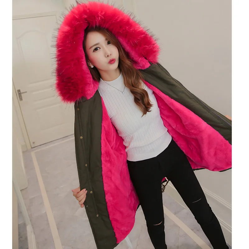 SusanDick New Women Winter Coat Luxury Thick Warm Fleece Fur Long Windbreaker Parkas Female Fashion Army