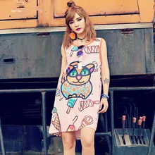 Новые женские розовые футболки с цифровым принтом с героями мультфильмов летняя майка с бретелями камзол без рукавов Панк-жилет 8 цветов