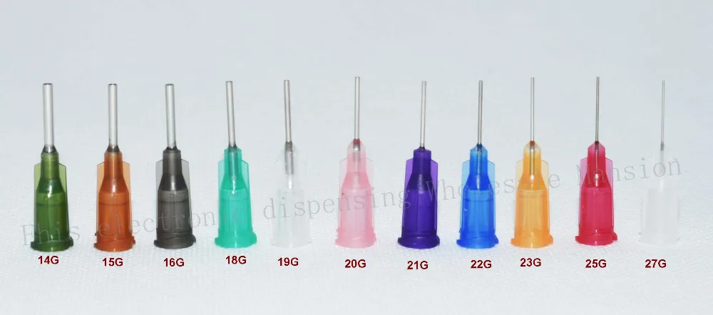 

14G-27G W/ ISO standard Dispensing needles PP luer lock hub 0.5-inch tubing length precision S.S. dispense blunt tips