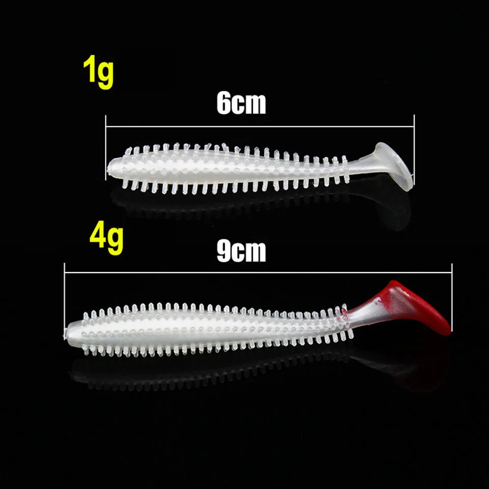 المشي الأسماك 5 قطعة/الوحدة 6 سنتيمتر/9 سنتيمتر الناعمة شاد الطعم حيا swimbait الصيد السحر دودة الصيد الطعم الاصطناعي باس بايك إغراء صيد السمك