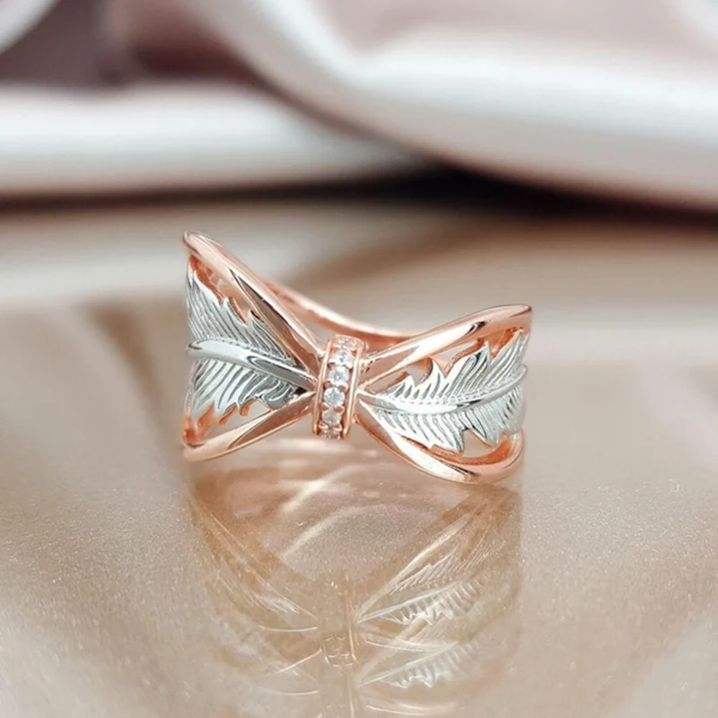 

Vintage Leaf Rings For Women Men Ancient Mix Gold Silver Color Knot Rings High Quality Statement Jewelry Gift Wholesale Z3M186