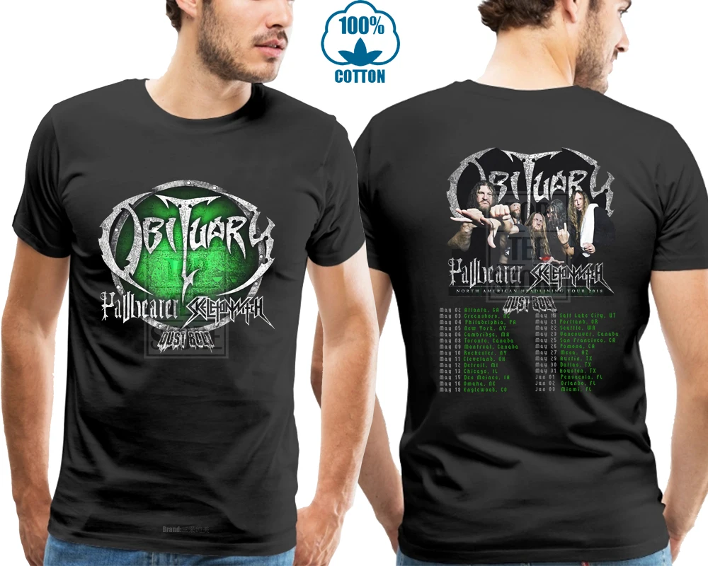 

New Obituary Pallbearer Skeleton Witch North Usa Tour 2018 T Shirt Size S 4Xl