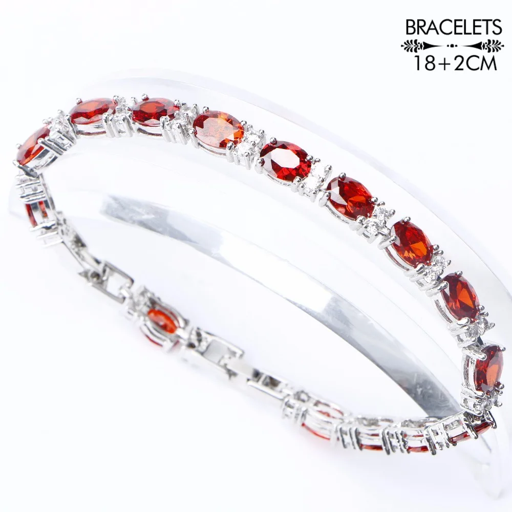 Beste 925 Sterling Zilveren Kostuum Bruids Sieraden Sets Vrouwen Rode Zirkoon Armbanden Kettingen Hangers Oorbellen Stenen Ringen Set Geschenkdoos