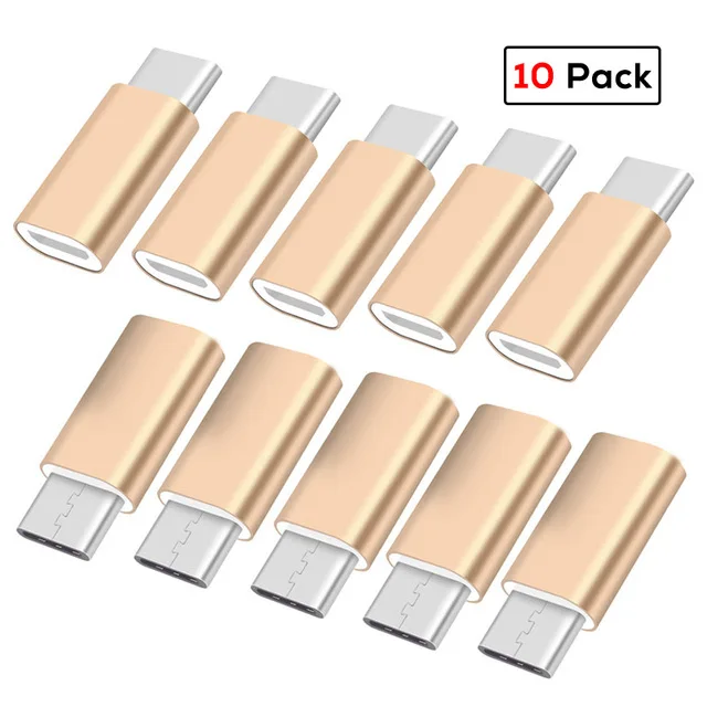 SUPTEC 10 шт USB адаптер usb type C к Micro USB OTG кабель type-C Конвертер Разъем для Macbook Samsung S8 S9 huawei Oneplus - Цвет: 10 Pack Gold