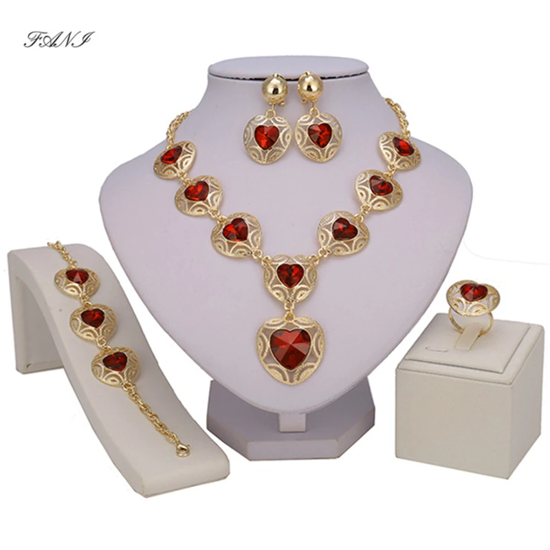 

Fani 2018 Exquisite Dubai Gold Colorful Luxury Jewelry Set Nigerian Wedding African Beads Jewelry Set Women Costumer Design