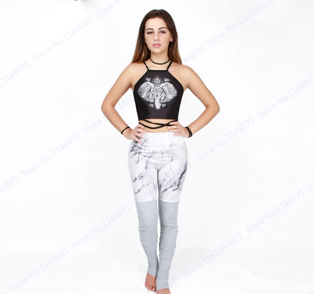 White Marble Pattern Women's Yoga Pants 
