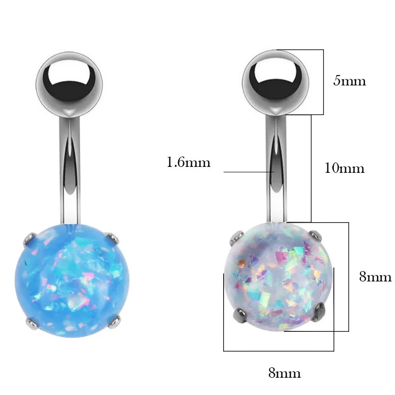 

1pc New Fashion Opal Belly Piercing Belly Button Rings Opal Navel Piercing Body Jewelry Round Style Belly Ring Piercing Earring