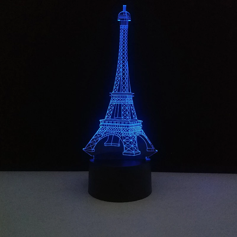 3D Красочные настольные лампы USB Светодиодная лампа Франция Эйфелева башня