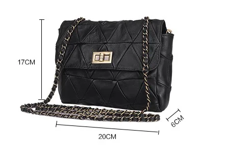 MJ Brand Genuine Leather Women Messenger Bag Patchwork Sheepskin Leather Shoulder Bags Women Crossbody Bag Ladies Chain Handbag (25)