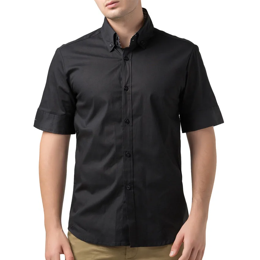 mens short sleeve dress shirts black