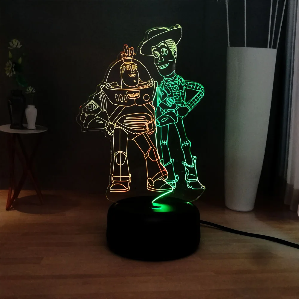 Новинка 2019 игрушка история 3D иллюзия Лампа Woody Базз Лайтер светодиодный ночник 7