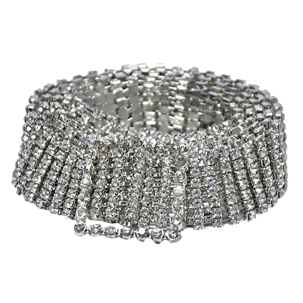 

Shiny Crystal Belt Women 10 Rows Full Rhinestone Shiny Waistband Casual Party Dress Belt Waist Chain Clubwear 2019 Fashion Style