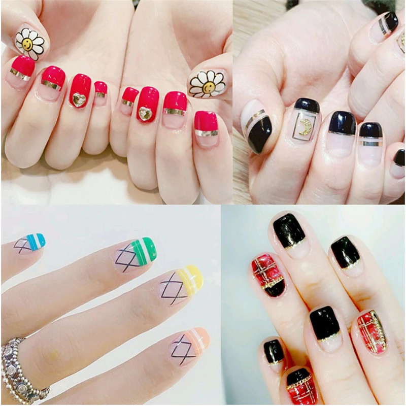 

24 Pcs/Set 24 Styles Stickers For French Manicure Guide Beginner DIY 3D Nail Art Template Nail 3D Vinyls Decals Styling Tool