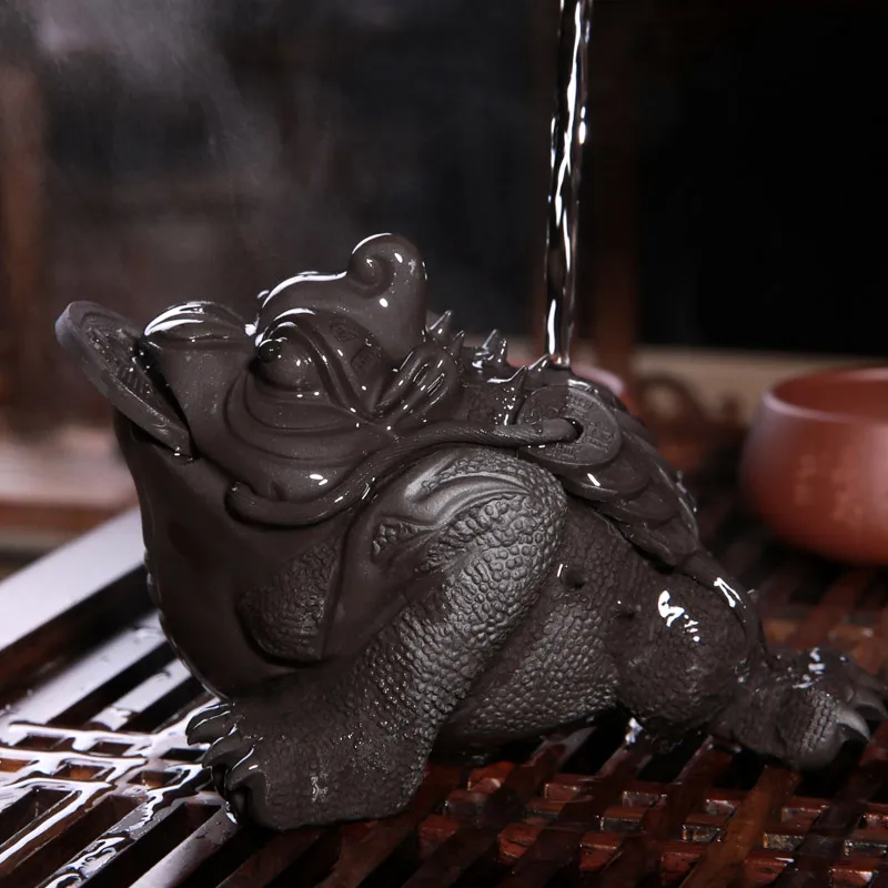 

Purple Sand Tea Pet Furnishing Golden Toad Tea Set Yixing Tea Ceremony Elephant Beetle Inviting Money Fine Handmade Toad