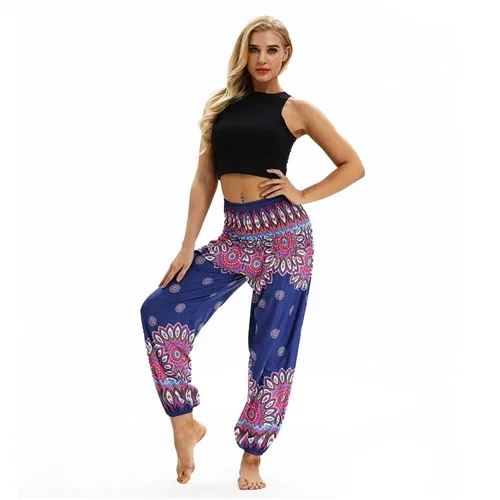 Raisvern женские свободные тайские шаровары, Boho Festival Hippy Aladdin Smock, брюки с высокой талией, Pantalon Femme, повседневные шаровары - Цвет: D101605