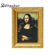 Dongzhur Mini Mona Lisa Miniatura картина для DIY кукольный домик Poppenhuis Miniaturen 1:12 деревянная кукла украшение для дома аксессуары