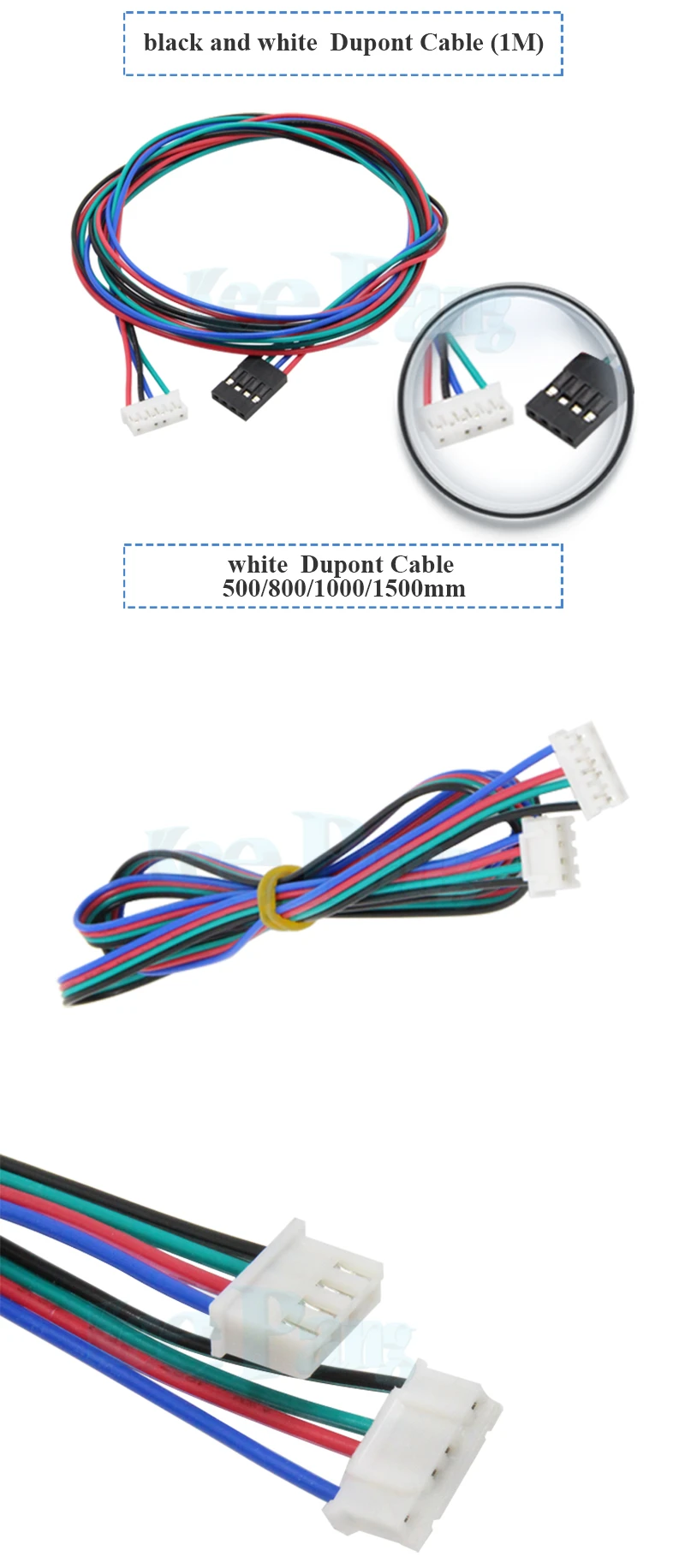 5 шт. XH2.54 1 метр Кабель Dupont 4 pin шаговый двигатель проводной части женский черный, белый цвет с линией терминала 3D принтеры Запчасти 800
