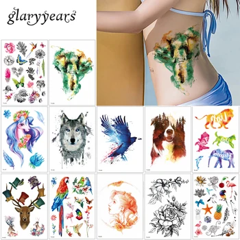 

glaryyears 8 Pieces/set Animal Body Tattoo TH Temporary Watercolor Sticker Elephant Bird Body Art Tattoo for Women Men 2019 Gift