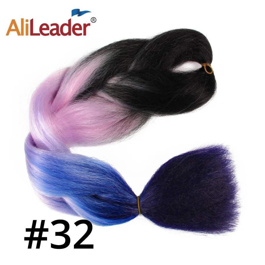 AliLeader, экспрессия, канекалон, вязанные крючком косы, розовый, фиолетовый, заплетенные волосы, 24 дюйма, 100 гр., синтетические волосы, для увеличения объема, огромные косы - Цвет: 32