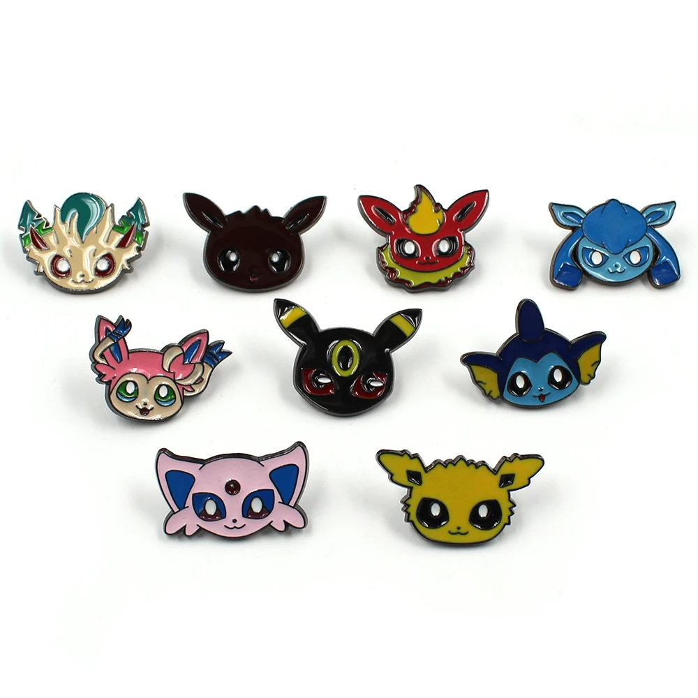 9 шт./компл. игра Pakemon Eevee значки Pin Espeon Jolteon Flareon Umbreon Vaporeon металлическая брошь
