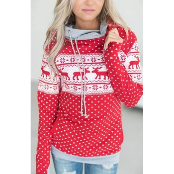 

Christmas Reindeer Hoodies Women Ladies Casual Long Sleeve Hooded Sweatshirt Jumper Hoody For Women Pullovers Female Swissott