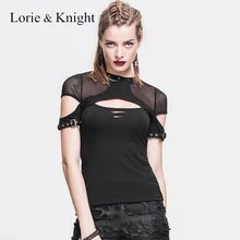 Женская сексуальная сетка дизайн готический, панк, черный футболка TT034