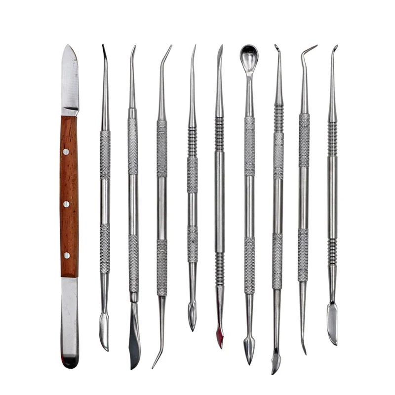 

10pcs Stainless Steel Wax Carving Tool Set Checking Tools Versatile Kit Mixing Spatula Knife Dental Lab Equipment Tool