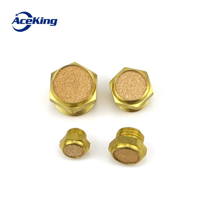 Pneumatic flat head brass exhaust muffler BSL M5 1/8" 1/4" 3/8" 1/2