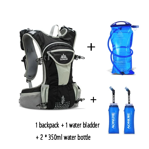 AONIJIE, нейлоновый рюкзак для бега, 12л, для улицы, легкий, гидратация, для воды, спортивная сумка, для альпинизма, велоспорта, пешего туризма, сумка для бега - Цвет: black all in