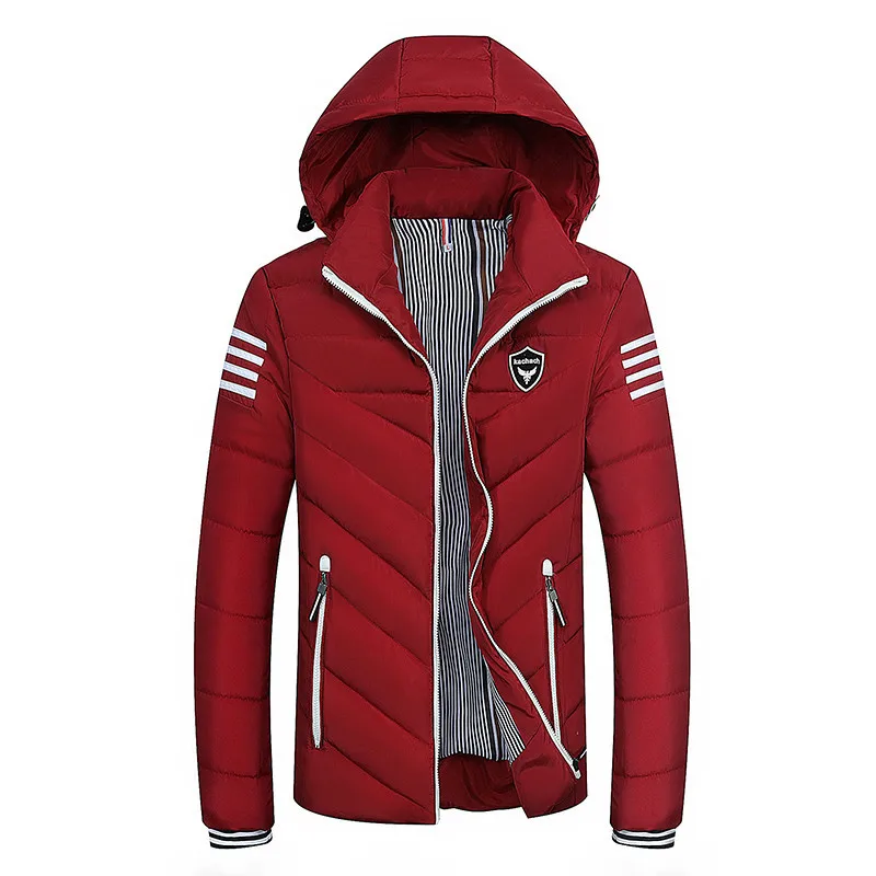 M-8XL, зимняя мужская куртка,, капюшон, отстегивается, теплое пальто, хлопковая подкладка, толстая парка, Мужская брендовая одежда, Camperas Hombre Abrigo W02 - Цвет: Red Jacket