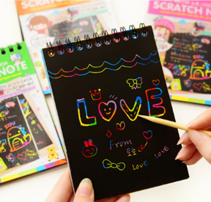

Magic Drawing Book DIY Scratch Notebook Black Cardboard As Gift For Kids Stationery School Supplies