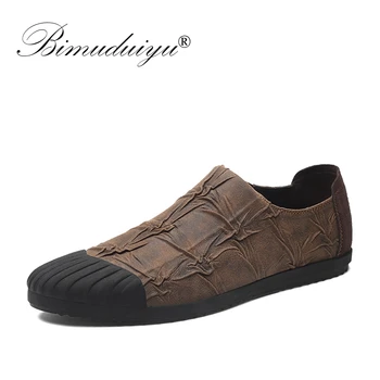 

BIMUDUIYU Brand Fashion Casual Shoes Men Loafers Adult Footwear Quality Breathable Microfiber Leather Soft Driving Flats Shoes