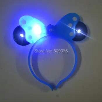

Free shipping 100pcs/lot led flashing headhoop led flash hair clip mickey mouse headwear led bowknot headwear party decoration