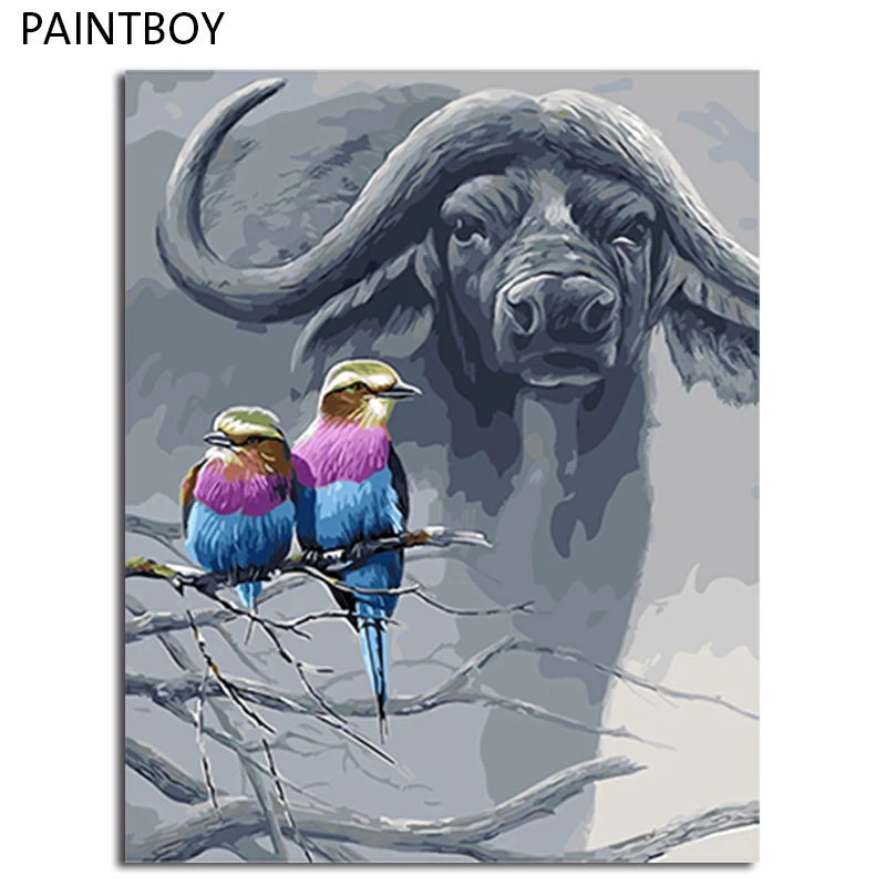 

PAINTBOY Framed DIY Painting By Numbers On Canvas Of Animals Oil Painting Home Decor For Living Room Wall Art