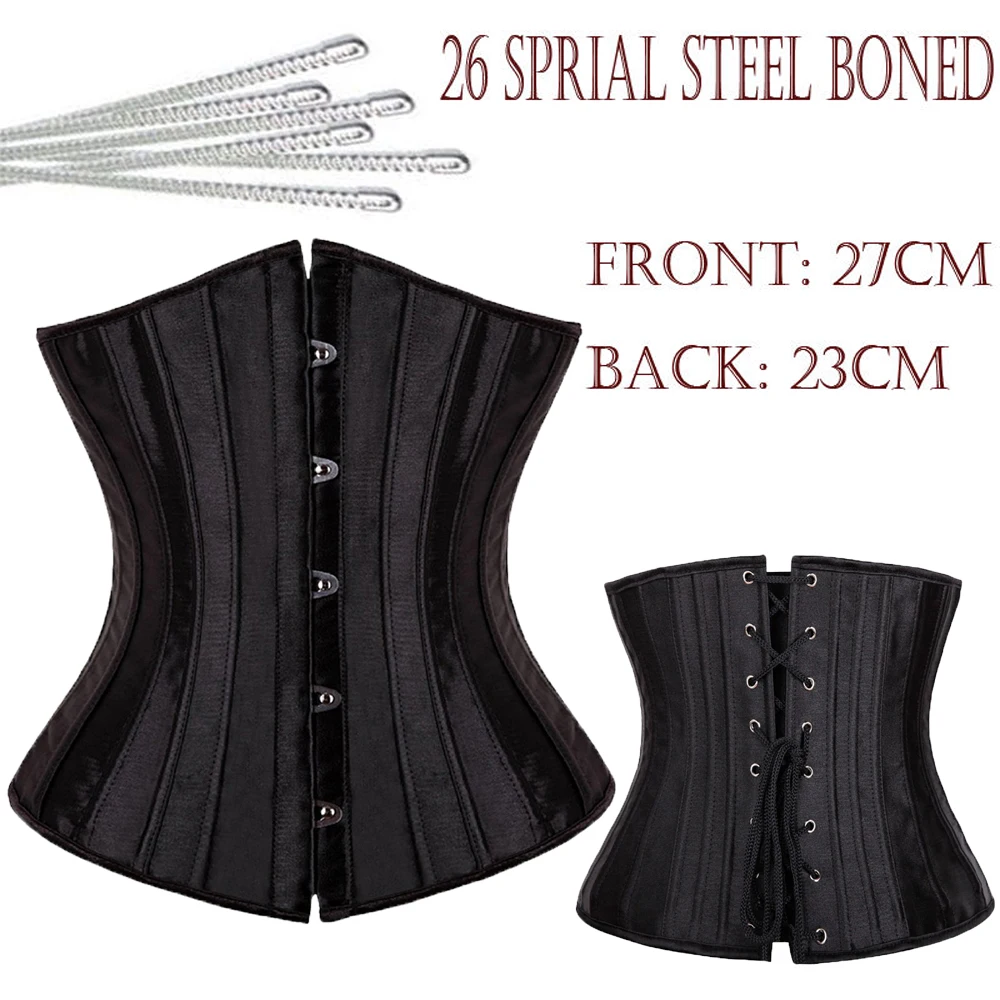 26 Spiral Steel Boned Floral Tight Underbust Waist Corsets TOP Cincher Bustiers Lingerie Lace Up PLUS SIZE S-6XL