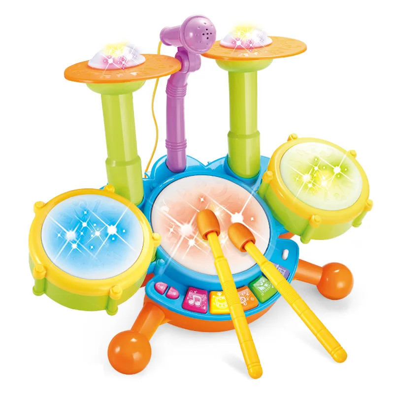 

Electric light music with microphone, jazz drum set, drum drum, child intelligence, early education toys.