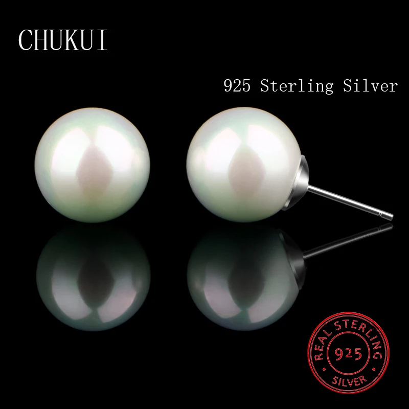 CHUKUI Silver 925 Jewelry Real Pure 925 Sterling Silver Earrings 925 Pearl Stud Earrings For Women Girl Oorbellen 4-12mm (7)