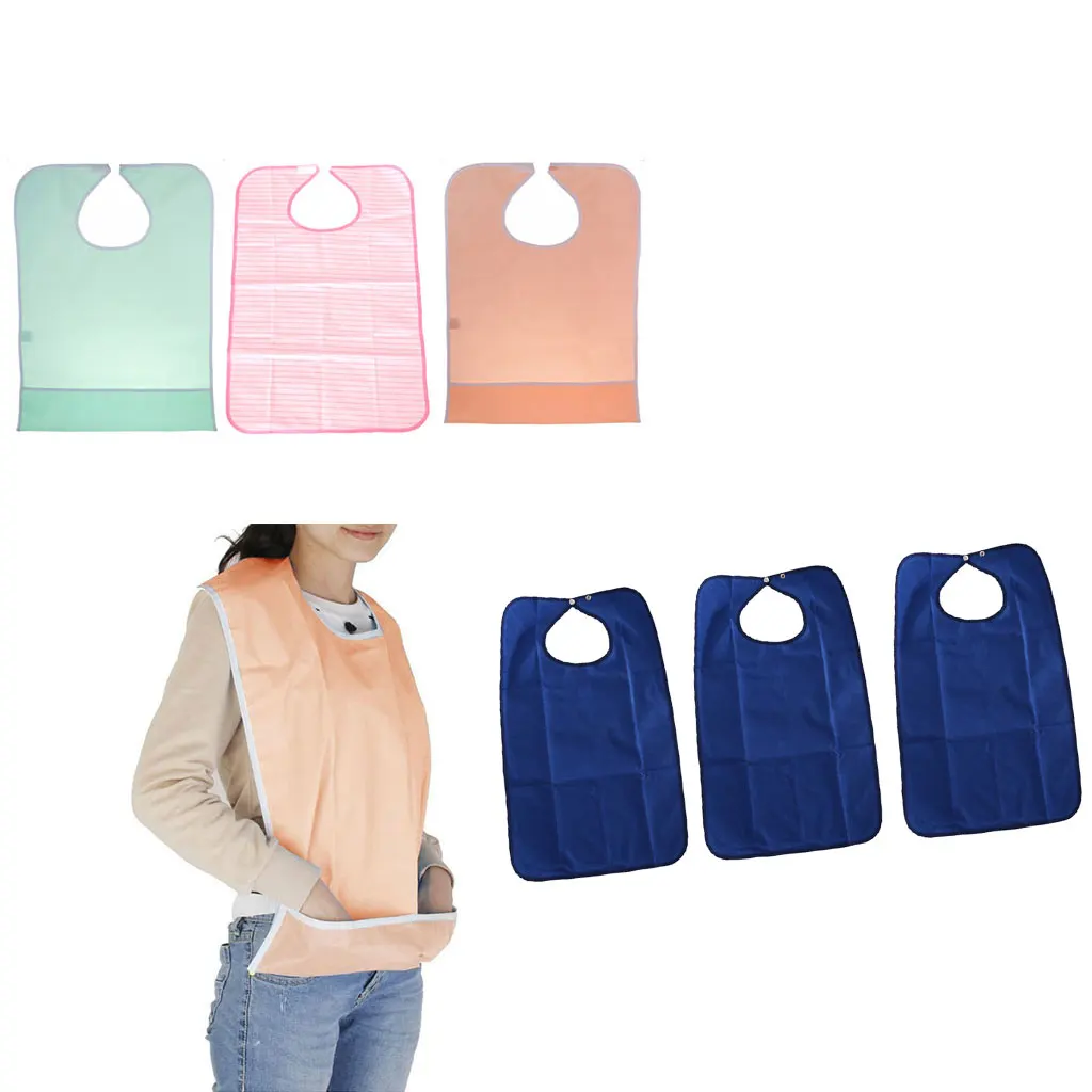 3pcs Waterproof Crumb Catcher Bib Meals Eating Protector Disability Patient Aid Apron for Feeding