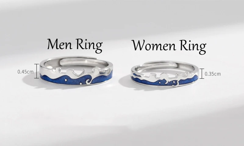 Qevila Fashion Rings Jewelry Original Design 925 Sterling Silver Rings for Women Couple Wedding Engagement Ring Men Women Gift (6)