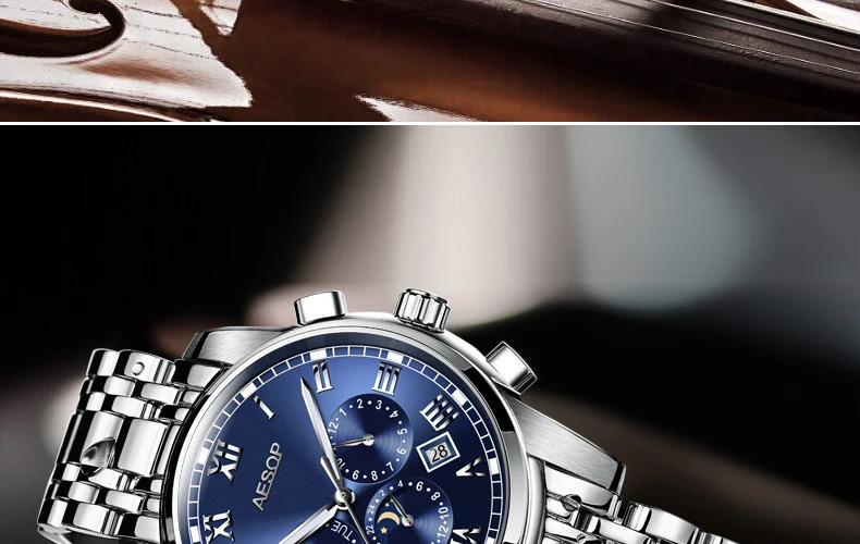Бренд AESOP, автоматические механические часы для мужчин, роскошные мужские наручные часы, водонепроницаемые мужские часы из нержавеющей стали, мужские часы, мужские часы