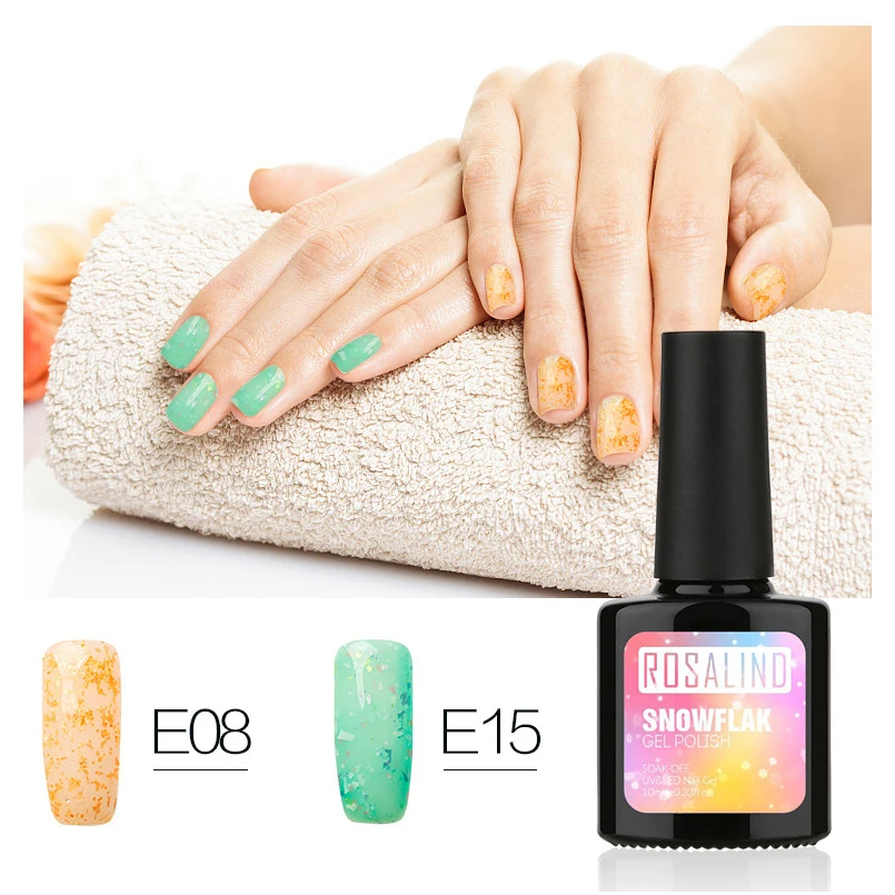 

ROSALIND 10ML Snowflake Series UV Gel Polish Nude Color Soak Off UV Gel Nail Polish Lacquer Long Lasting Professional Nail Arts