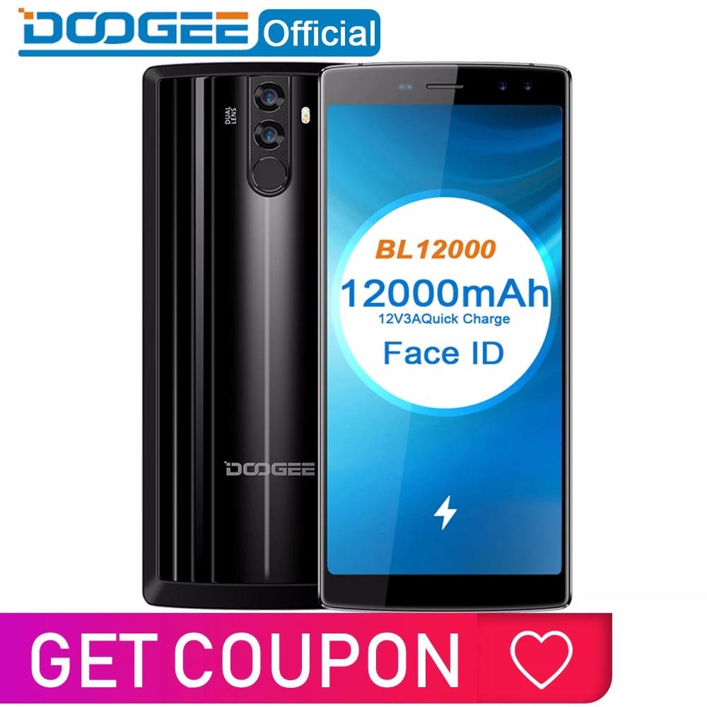 

DOOGEE BL12000 Smartphone 12000mAh Fast charge 6.0''18:9 FHD+ MTK6750T Octa Core 4GB RAM 32GB ROM Quad Camera 16.0MP Android 7.1