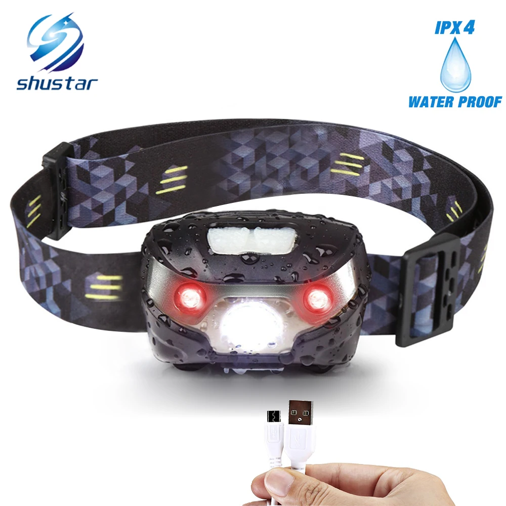 

Rechargeable LED Headlamp with White and Red Lights Running Headlamps USB CREE 5W Headlight Perfect for Fishing Camping Hiking