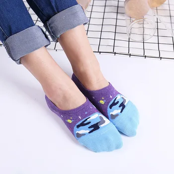 

5 Pairs New Summer Cotton Cartoon Thin Cool Animals Women Boat Socks Silica Gel Lace Boat Socks Slippers Popsocket Sokken