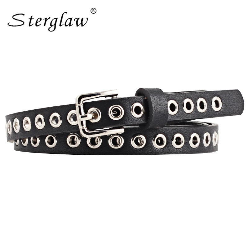 Aliexpress.com : Buy New Women's belt black hollow rivets woman waist ...