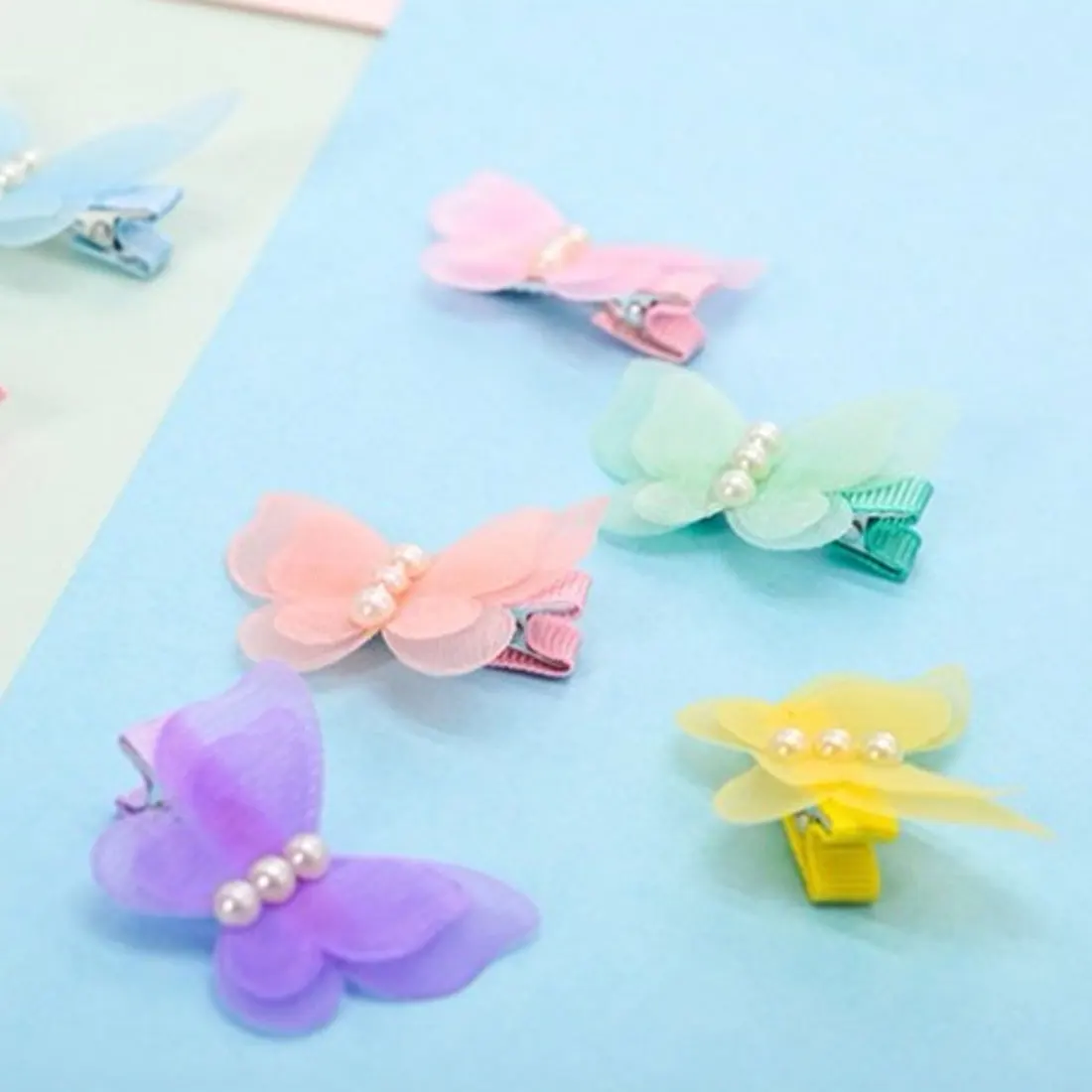 3D Simulation Butterfly Hair Pin Kid Girls Barrettes Chiffon Headwear Hair Acc