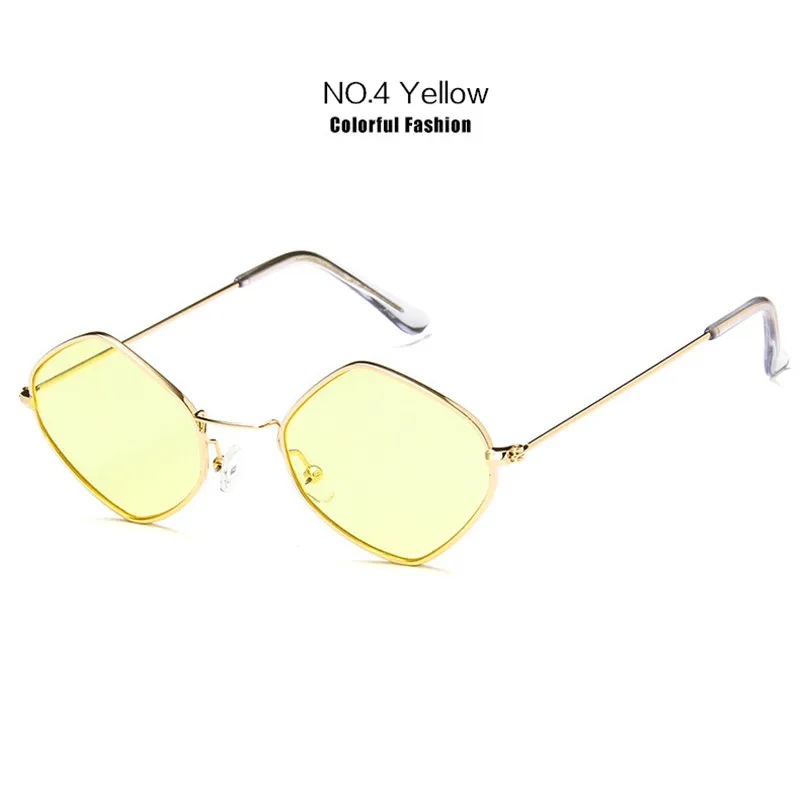 YOOSKE, Винтажные Солнцезащитные очки, женские, металлическая оправа, океан, красный, розовый, прозрачные, солнцезащитные очки, мужские, маленькая оправа, кошачий глаз, очки, UV400 - Цвет линз: Yellow