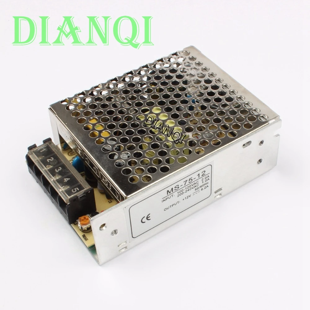 

power supply 75w 12V 6.3A power suply unit 75w 12v mini size din led ac dc converter ms-75-12